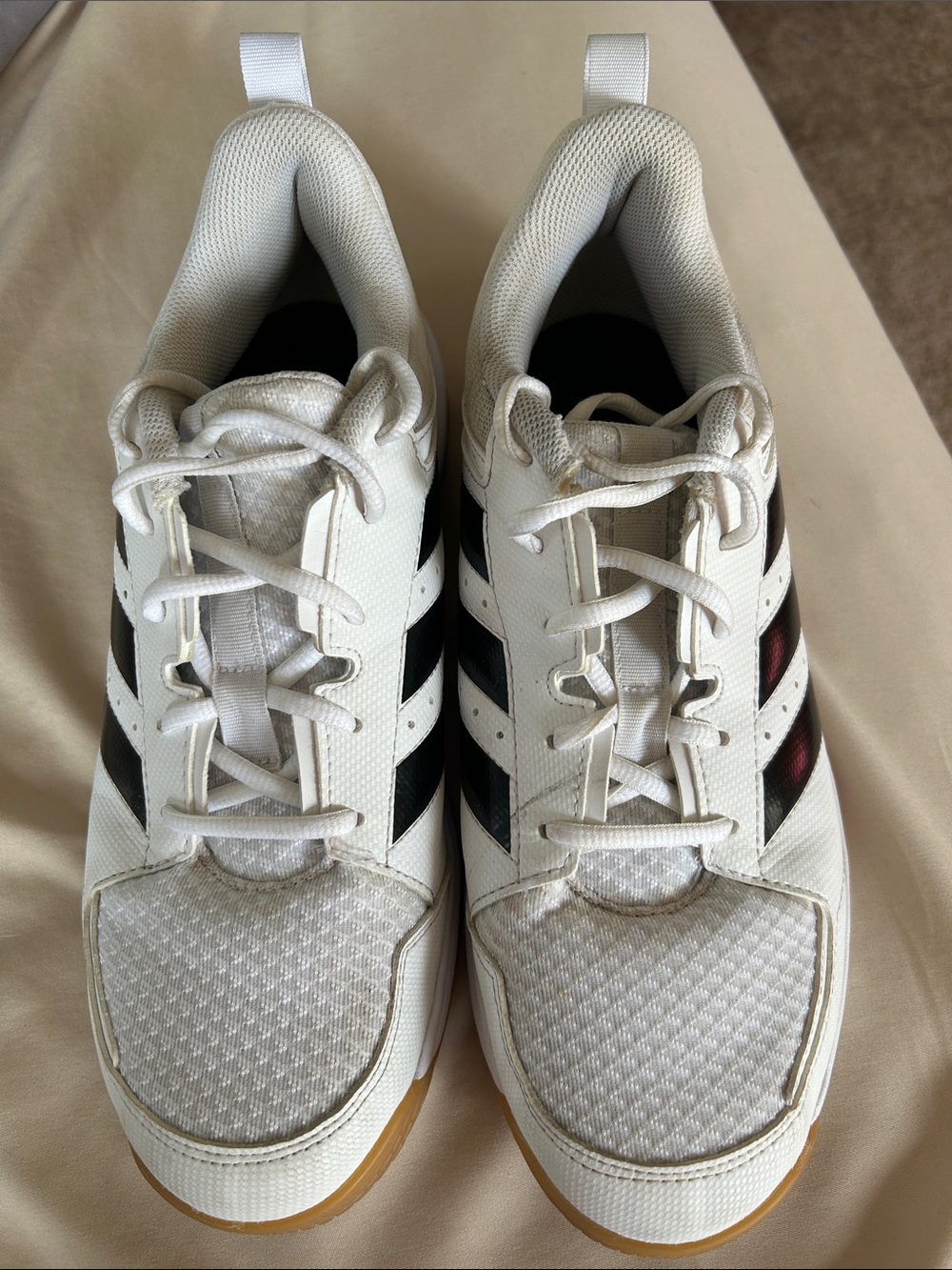 adidas White Athletic Sneakers with Black Stripes
